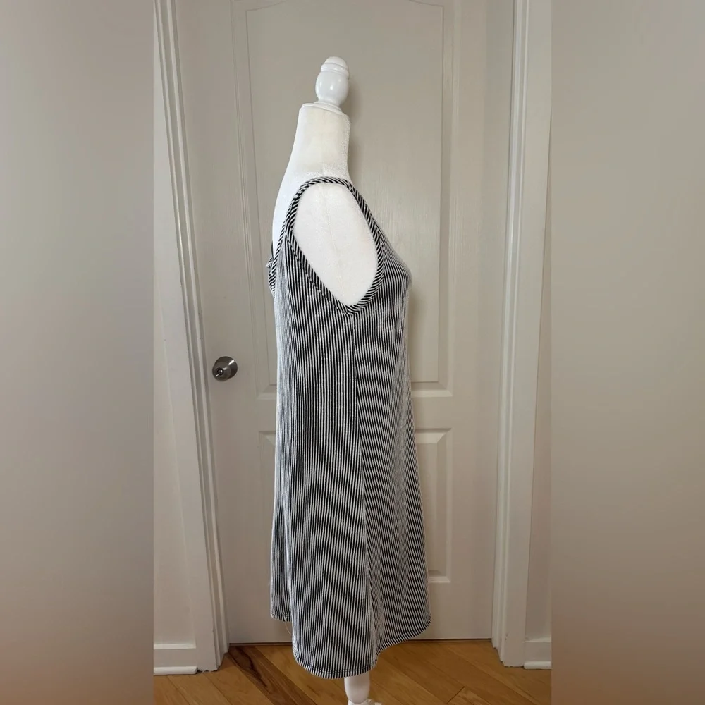NWT Black White Striped Slip Dress Midi Nightgown Lounge, Small, Soft Stretch - Picture 2 of 7